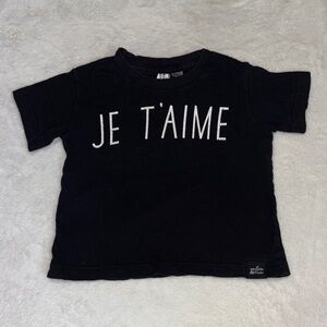 Whistle & Flute 12-18 month Je T'aime Kids Black T-Shirt